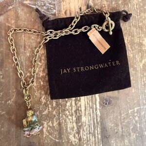 Jay Strongwater Buddha Charm Swarovski Crystals 18 inch Toggle Necklace w/Box